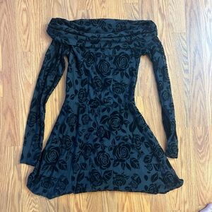 Wild Fable Black Velvet Off The Shoulder Dress Size Xxs